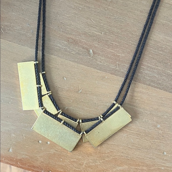 Madewell Gold Geometric Necklace with Black Cord - Picture 3 of 5